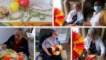 A splash of autumn colour with Harvest wreath making at Blackburn care home